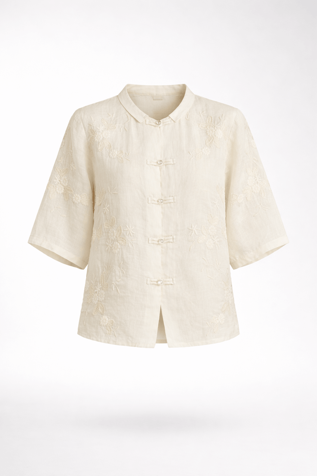 Cotton Linen Embroidered Shirt