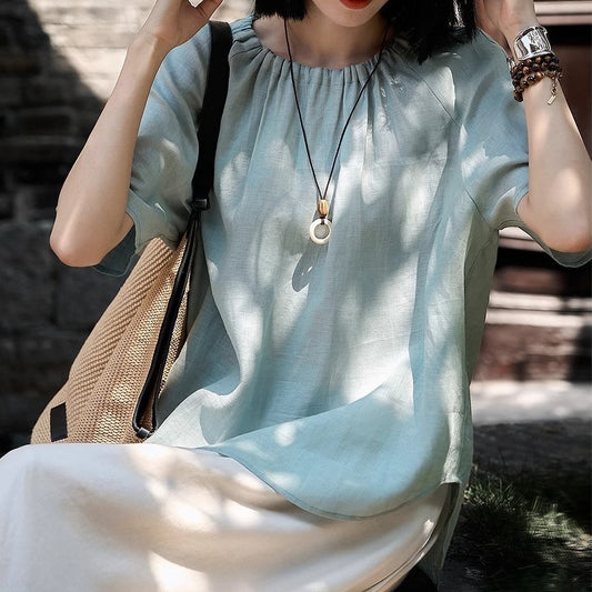 Breathable Linen Shirt Top For Women