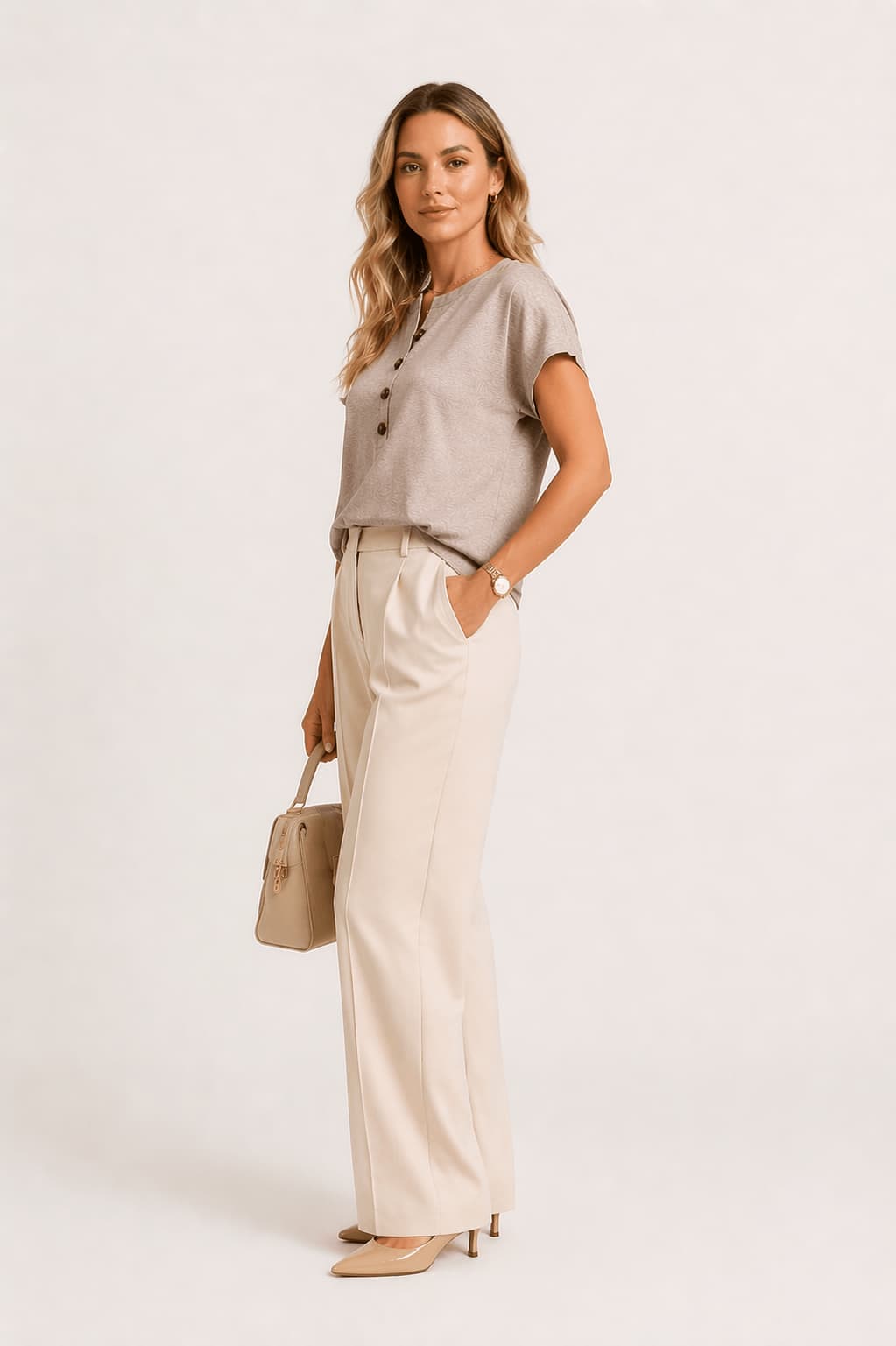 Short-sleeved T-shirt with buttons