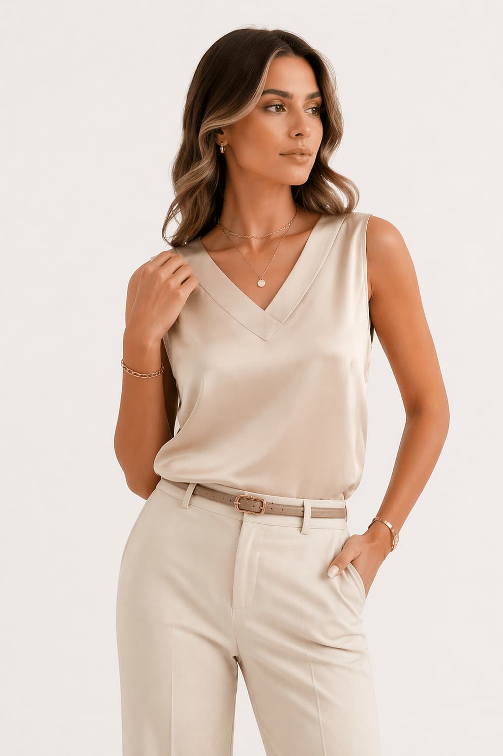 Casual Satin V-Neck Camisole