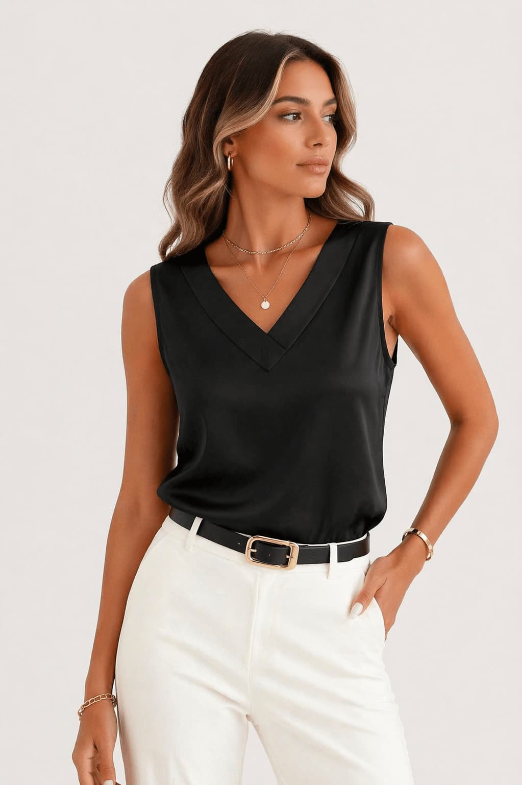 Casual Satin V-Neck Camisole