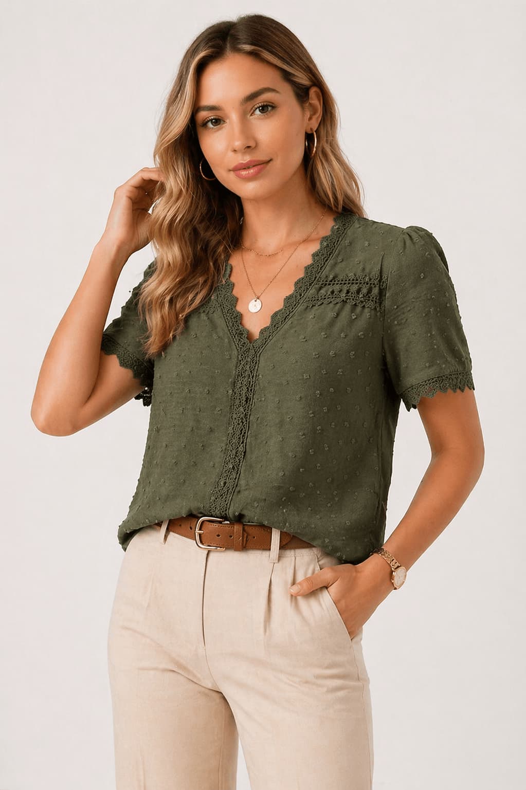 Elegant Lace V-Neck Shirt