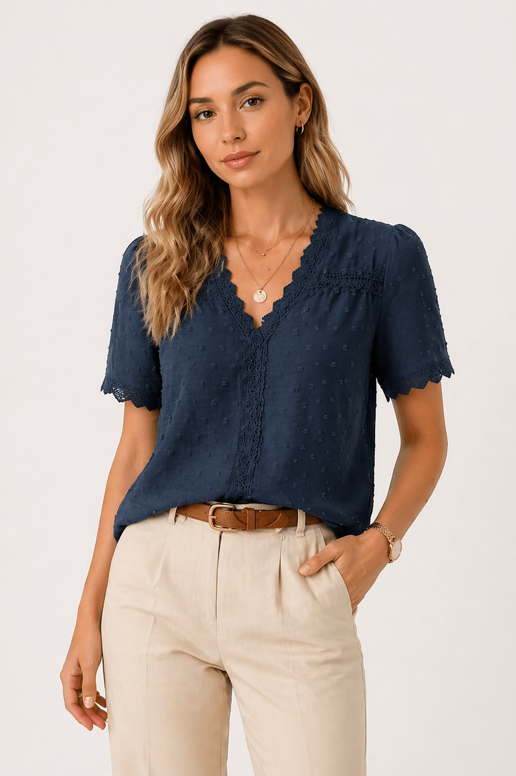 Elegant Lace V-Neck Shirt