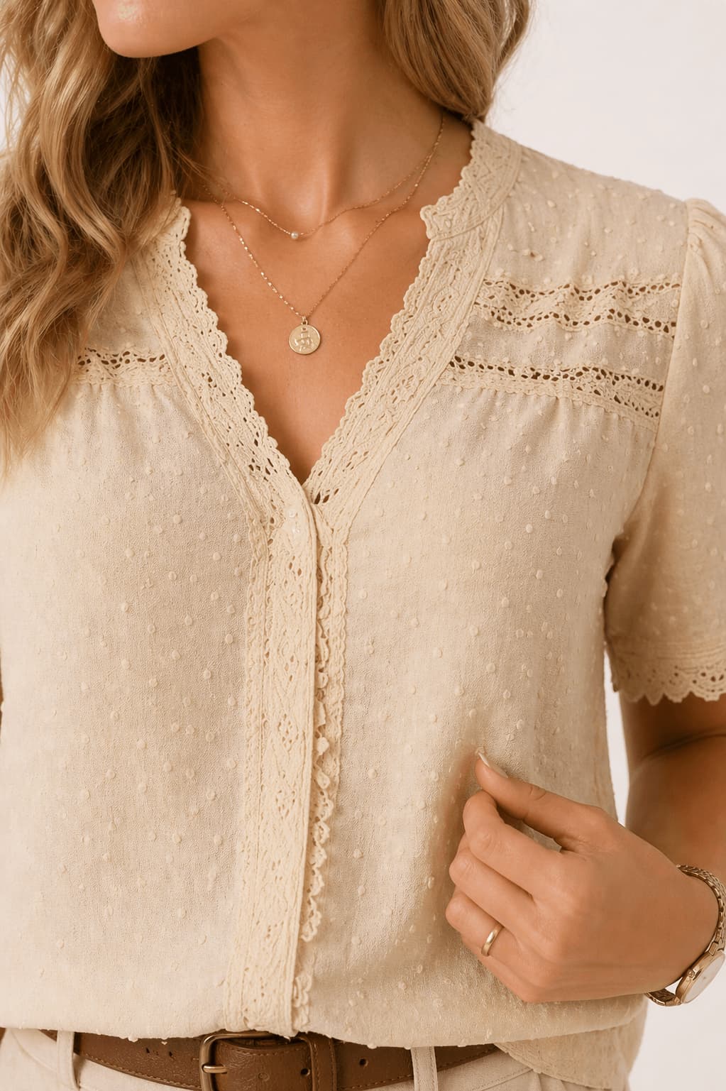 Elegant Lace V-Neck Shirt