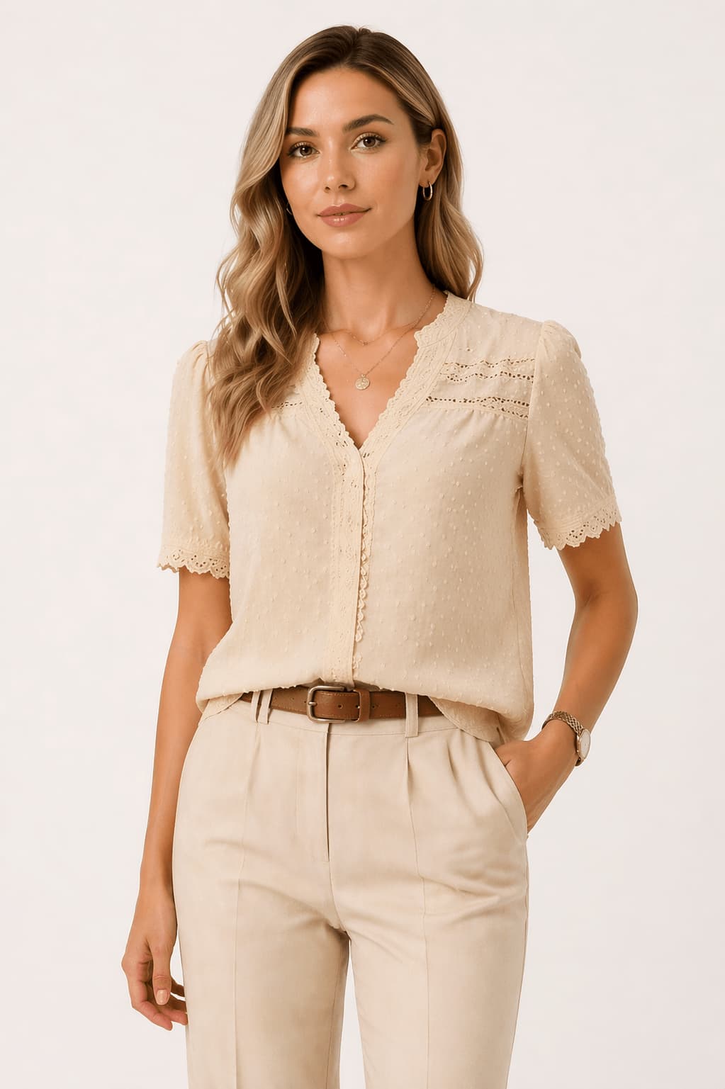 Elegant Lace V-Neck Shirt