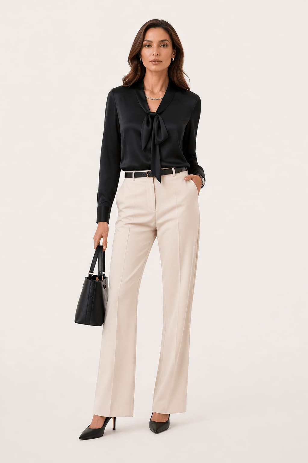 Refined Satin Tie Shirt