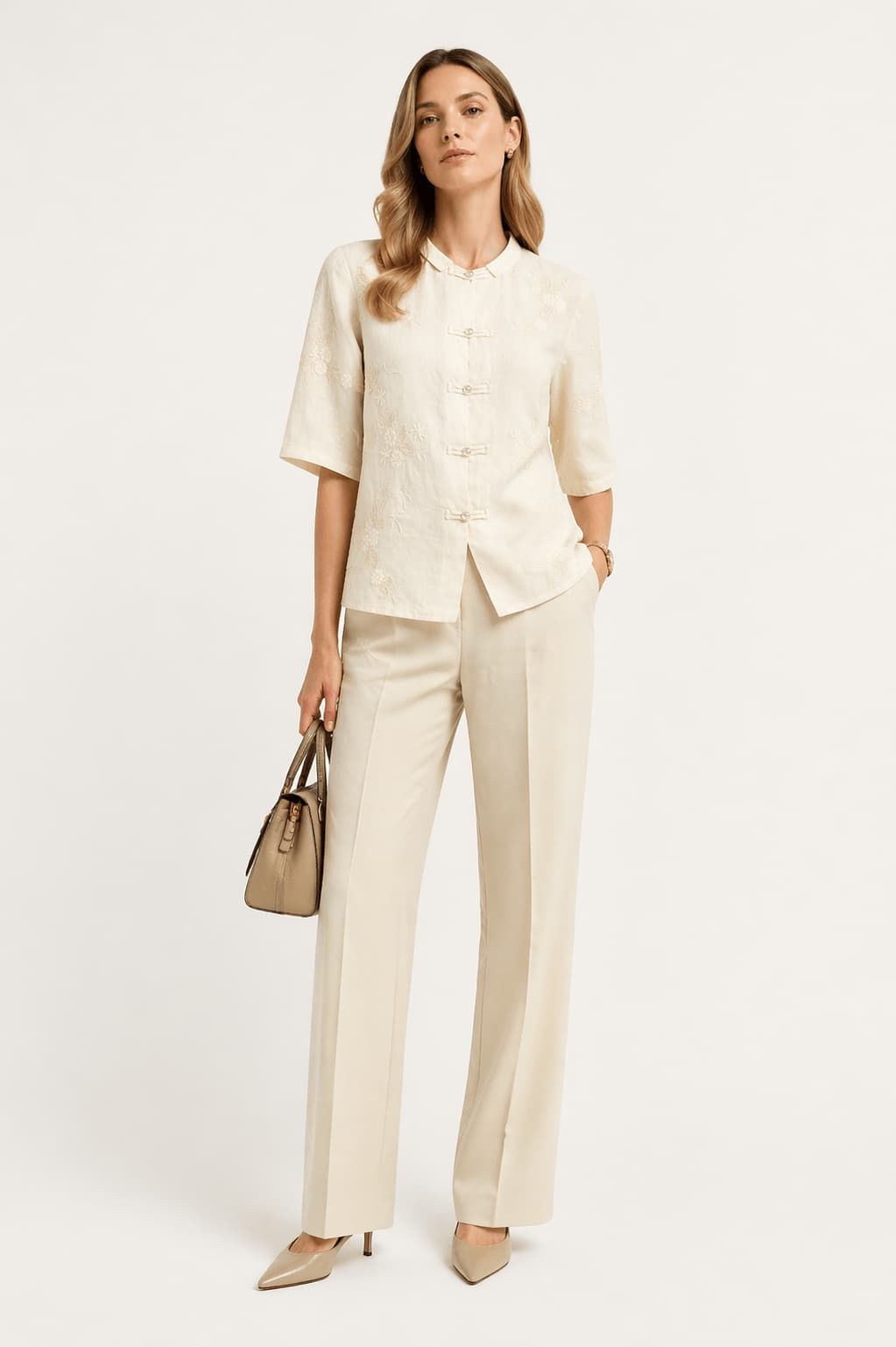 Cotton Linen Embroidered Shirt