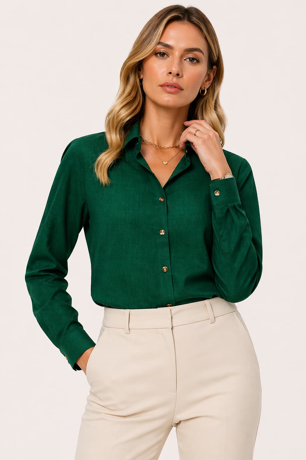 Refined Contrast Lapel Shirt