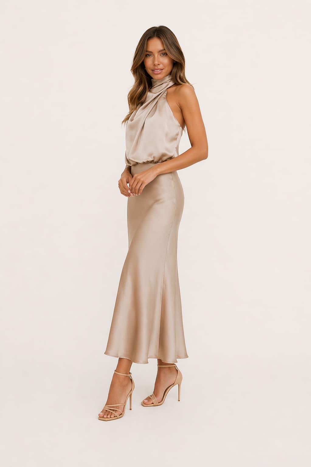Minimal Sleeveless Satin Dress