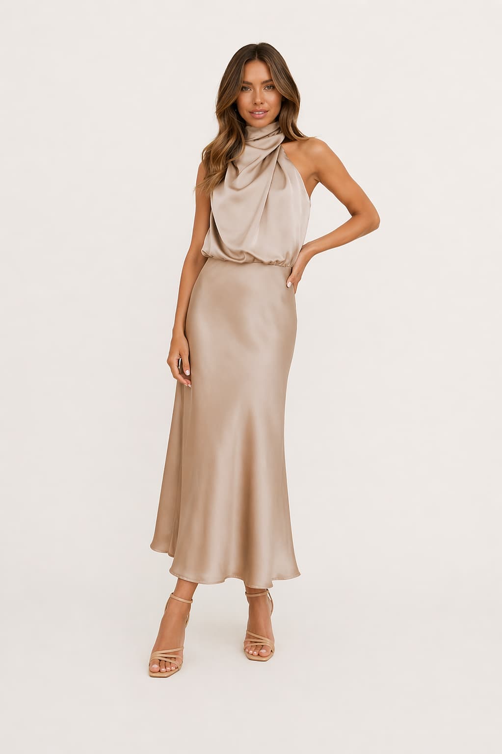 Minimal Sleeveless Satin Dress