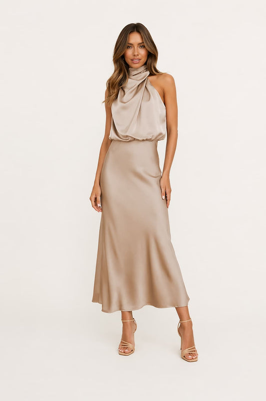 Minimal Sleeveless Satin Dress