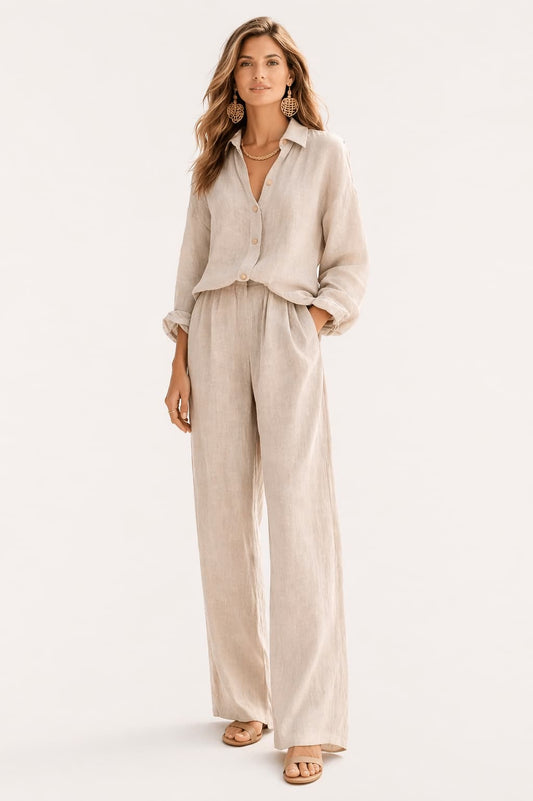 Casual Lapel Shirt and Pants Set