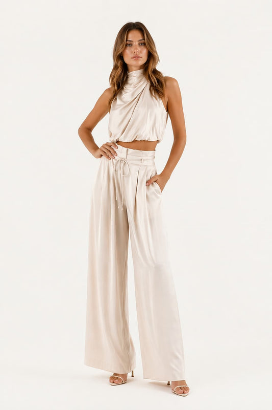 Refined Crop Wide-Leg Set