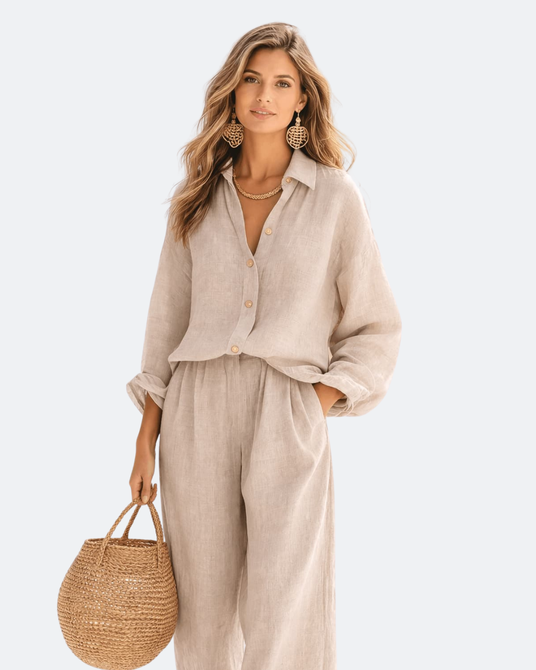 Casual Lapel Shirt and Pants Set